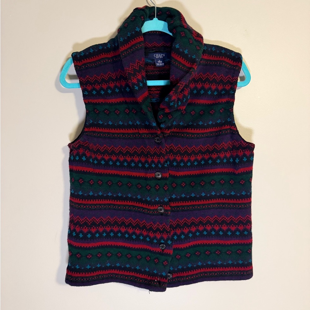 Vintage Chaps Cardigan Vest Button Down size large
